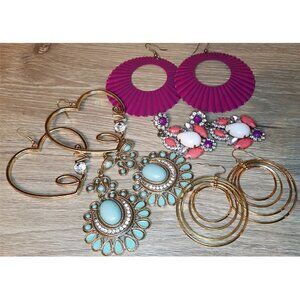 Bundle of 5 fashion costume earrings danfle drop dressy fun statement variety